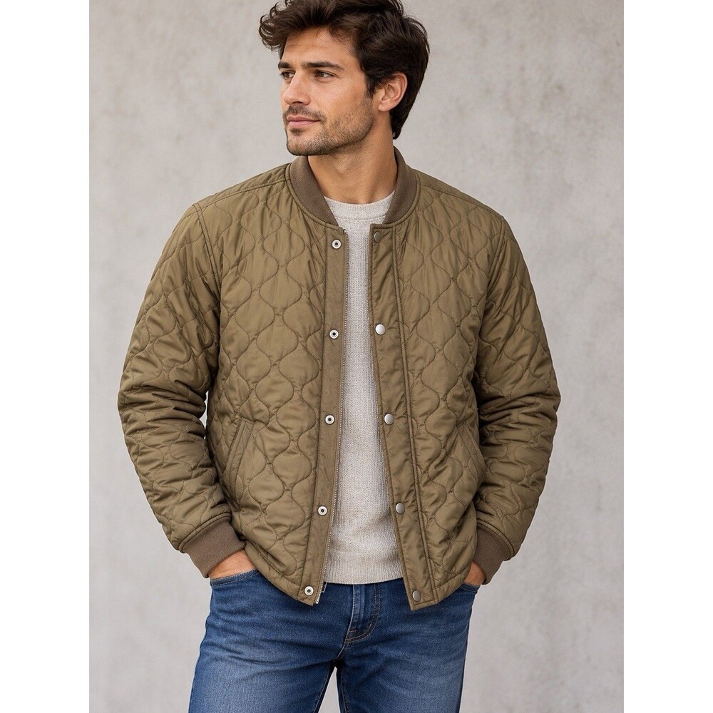 Abercrombie & Fitch Men’s M Quilted Liner Jacket Sherpa Olive/Brown Military Y2K